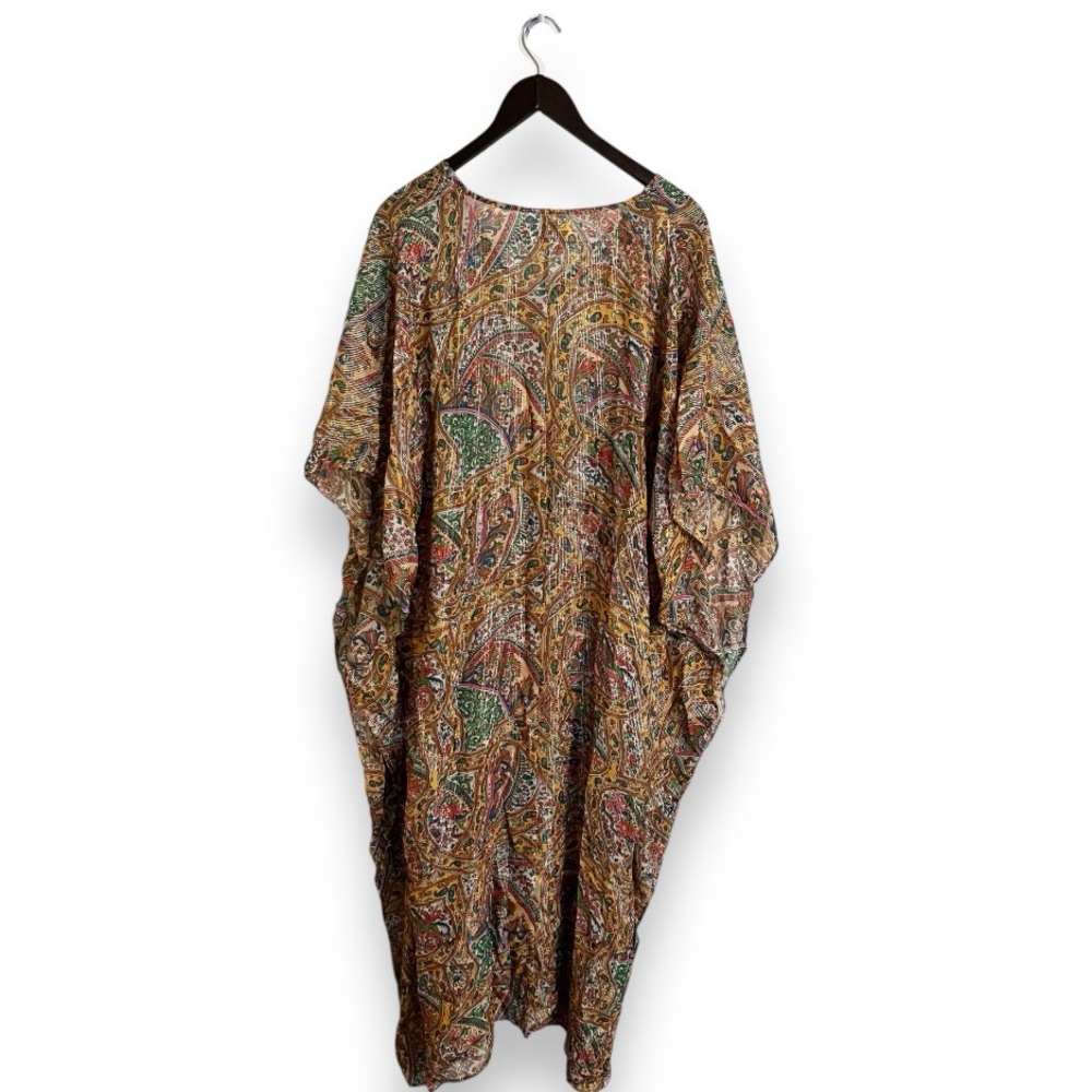 Mille Resort & Travel Jones Caftan Kaftan Mumu Paisley Shimmer Sheer - Picture 2 of 10